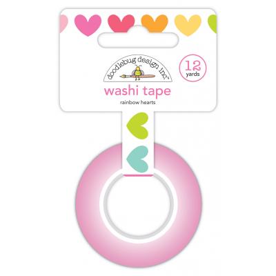 Doodlebug Cute & Crafty Washi Tape - Rainbow Hearts